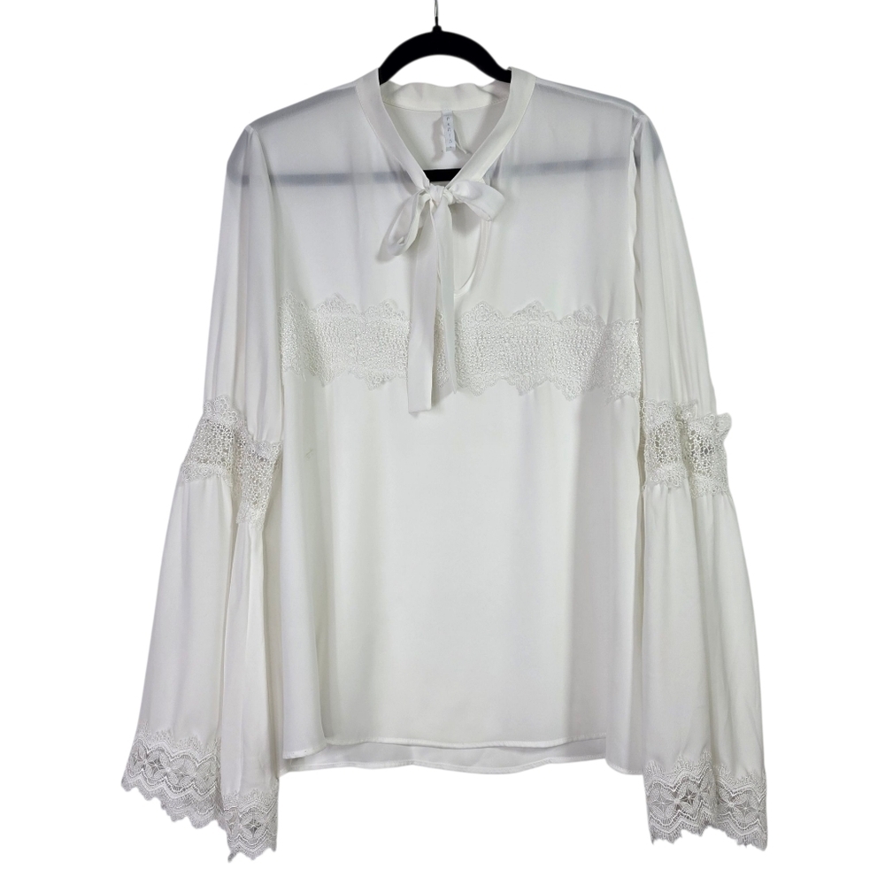 Imperial chiffon Bell sleeves tie front blouse